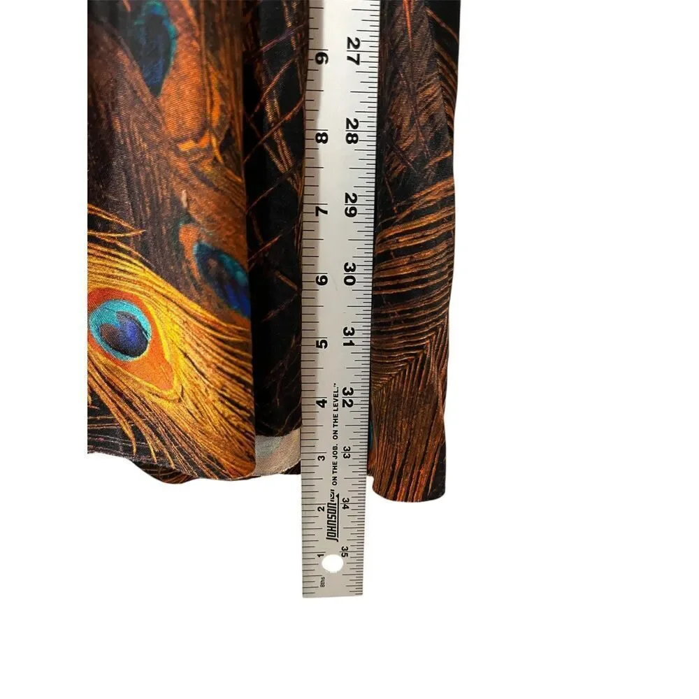 Givenchy Silk Midi Skirt Peacock Animal Print Ruffle Size 38 (6) Rare Luxury - Picture 6 of 9